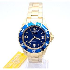 Invicta Rowan 69474 Mens Gold Watch Blue Sunburst Dial 40mm